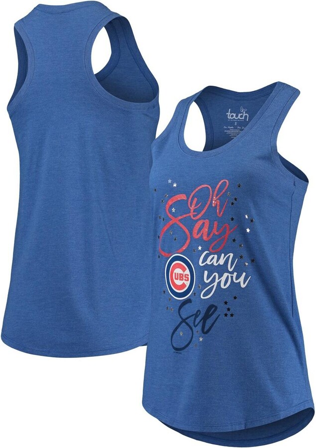 Women's WEAR by Erin Andrews Cream Chicago Cubs Plus Size Cozy Scoop Neck  Tank Top 