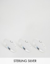 Thumbnail for your product : ASOS Sterling Silver Pack of 3 Hammered Rings
