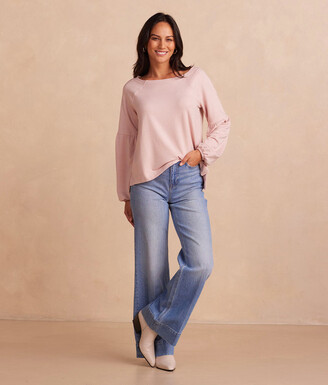 Summersalt The Softest French Terry Boatneck Pullover - Petal