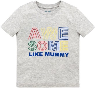 Very Boys Short Sleeve 'Awesome Like Mummy' T-shirt - Grey