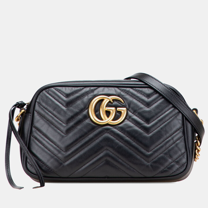 Gucci Black Small GG Marmont Matelasse Leather Crossbody