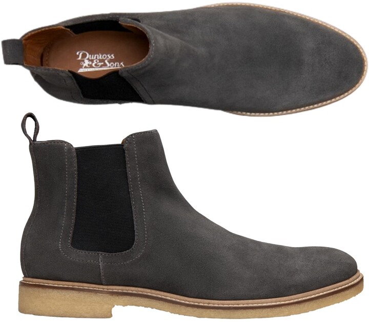 dark grey suede chelsea boots