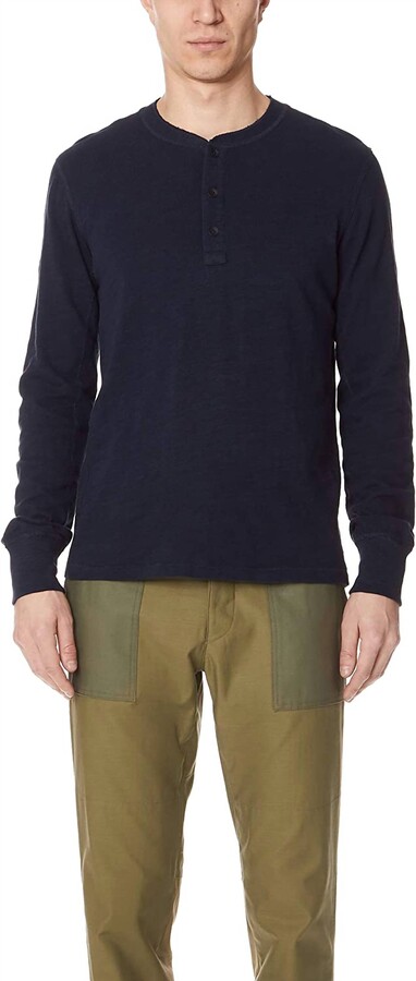 Rag & Bone Standard Issue Classic Henley In Navy Blue