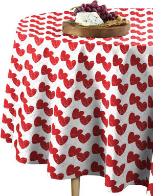 East Urban Home Wiegbert Geometric Round Valentine's Day Tablecloth