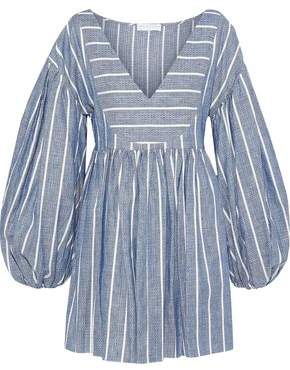Caroline Constas Anais Striped Linen And Cotton-blend Mini Dress