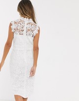 Thumbnail for your product : Paper Dolls lace wrap midi pencil dress in white
