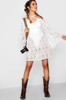 Thumbnail for your product : boohoo Lace Flared Sleeve Halterneck Skater Dress