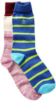 Thumbnail for your product : Original Penguin Stripe & Melange Crew Socks - Pack of 2