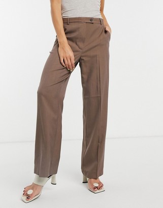 ASOS DESIGN perfect slouch dad suit pants in mocha