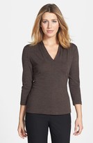 Thumbnail for your product : Lafayette 148 New York Pleated V-Neck Top (Petite)