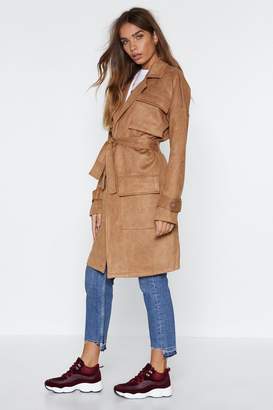 Nasty Gal Heart Trenching Faux Suede Trench Coat
