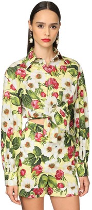 Dolce & Gabbana Flower Print Cotton Poplin Classic Shirt
