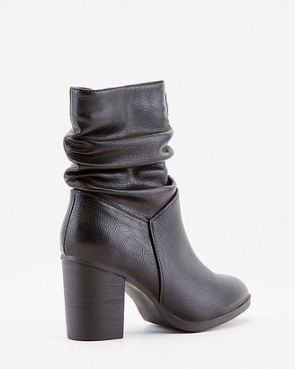 Le Château Ruched Faux Leather Almond Toe Ankle Boot