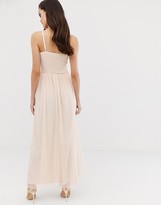 Thumbnail for your product : Little Mistress tulle maxi dress with lace detail