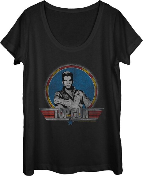 Top Gun Women'sTopGunRetroIcemanScoopNeck-Black-Large