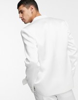 Thumbnail for your product : ASOS DESIGN skinny tuxedo suit jacket in white with high shine panels