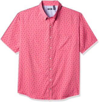 Izod Men's Big & Tall Big Breeze Short Sleeve Button Down Patterned Shirt