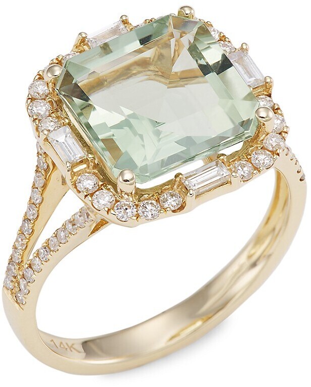 Gemstone 14k Yellow Gold Ring for Women/Girls Details about   Green Amethyst 3.95 Ct 