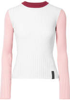 KENZO - Color-block Ribbed Cotton And Cashmere-blend Sweater - White