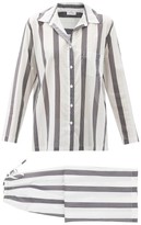 Thumbnail for your product : POUR LES FEMMES Striped Cotton-lawn Pyjamas - White Multi