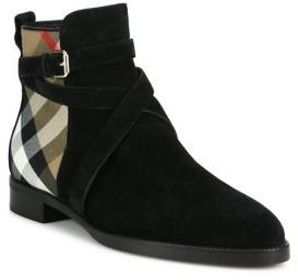 Burberry Vaughn Suede & House Check Booties