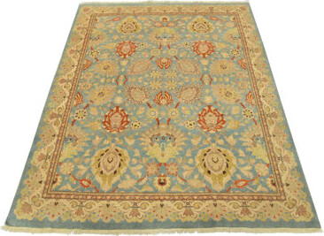 Isabelline Ziegler Rug 7’10” X 9’5” Blue Wool Traditional Hand-Knotted Oriental Carpet