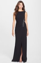 Thumbnail for your product : Halston Embellished Drape Back Crepe Gown