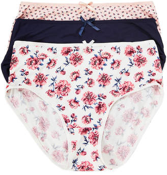Laura Ashley Women's Underwear Antique - Antique White Floral & Gossamer Pink Floral Briefs Set - Women