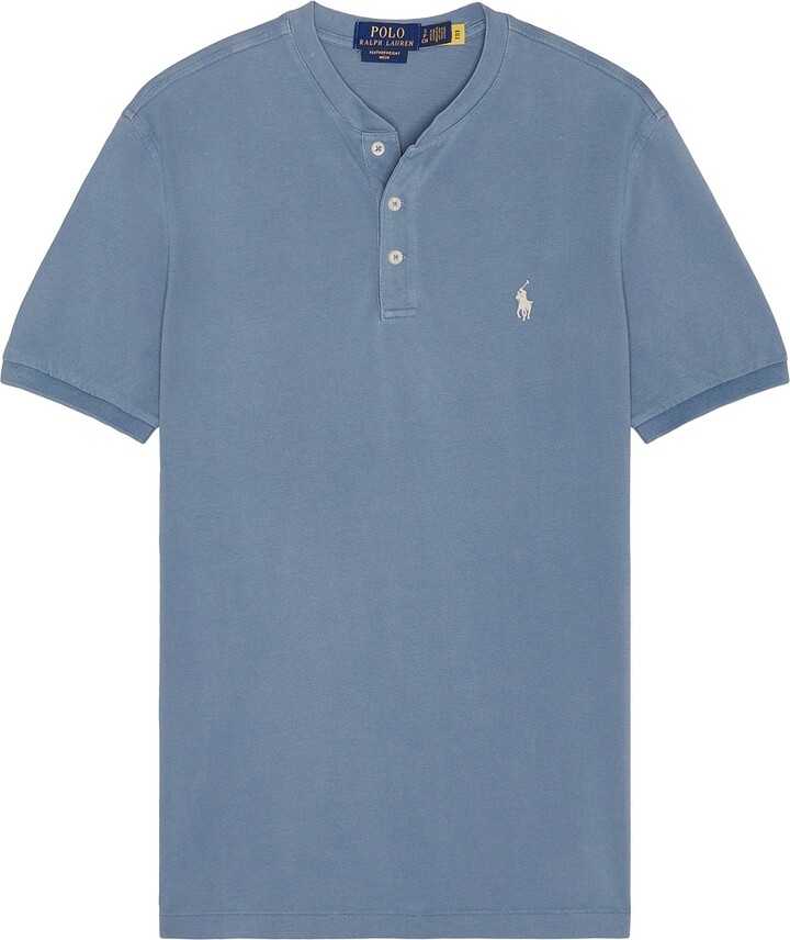 Featherweight Mesh Ralph Lauren Blue Short Sleeve Shirt Polo Ralph