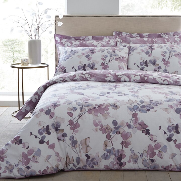 Dunelm Honesty Mauve Reversible Duvet Cover and Pillowcase Set Purple