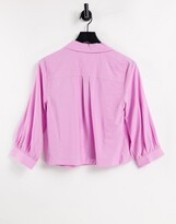 Thumbnail for your product : Y.A.S ruched sleeve grandad shirt in purple