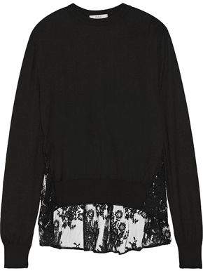 Erdem Tita Lace-Paneled Knitted Sweater