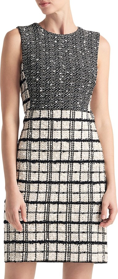 Chanel White Lurex Tweed Contrast Trim Detail Sleeveless Mini Dress S at  1stDibs
