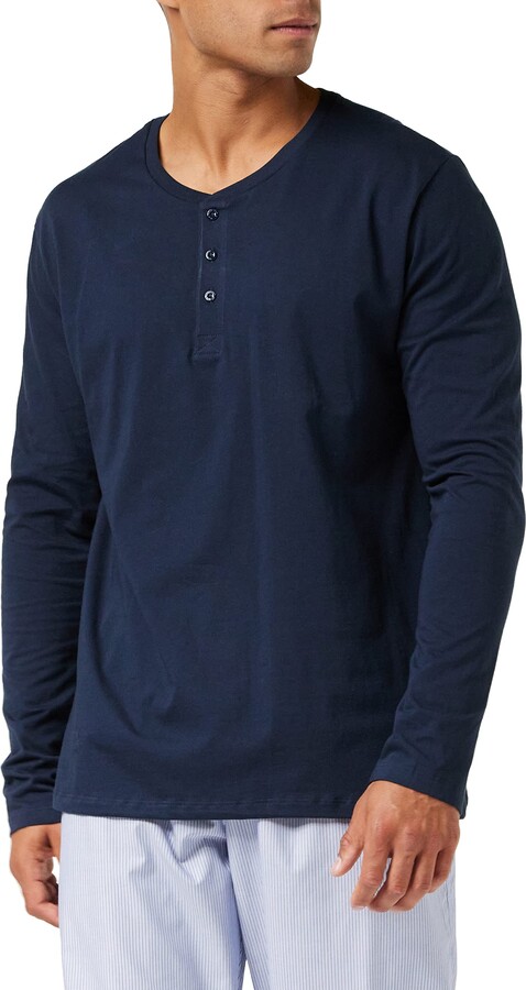 Schiesser Men's Long-Sleeved Sleep Shirt with Button Placket - Mix + Relax  - ShopStyle T-shirts
