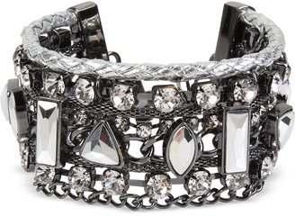 INC International Concepts Hematite-Tone Crystal Woven Cuff Bracelet, Only at Macy's