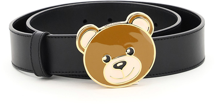 moschino thick leather logo belt