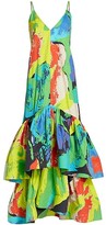 Thumbnail for your product : Christopher John Rogers Tiered Ruffled Slip Maxi Dress