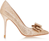 Thumbnail for your product : Lucy Choi London Rose bow-embellished glitter-finished pumps