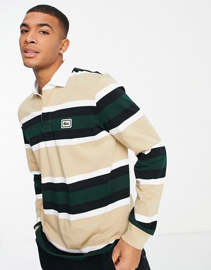 Lacoste striped thick cotton jersey rugby polo - ShopStyle Long Sleeve  Shirts