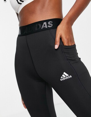 adidas Training Techfit wrapped 3 stripe leggings in black - ShopStyle  Activewear Trousers