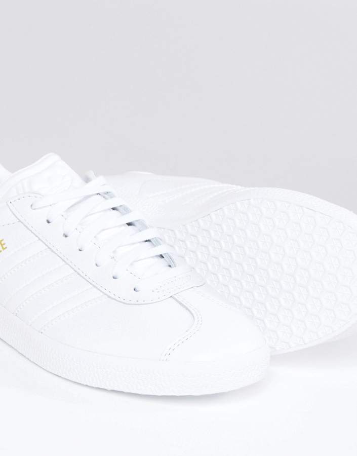 adidas All White Leather Gazelle Unisex Sneakers ShopStyle
