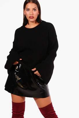 boohoo Plus Flared Sleeve Knitted Sweater