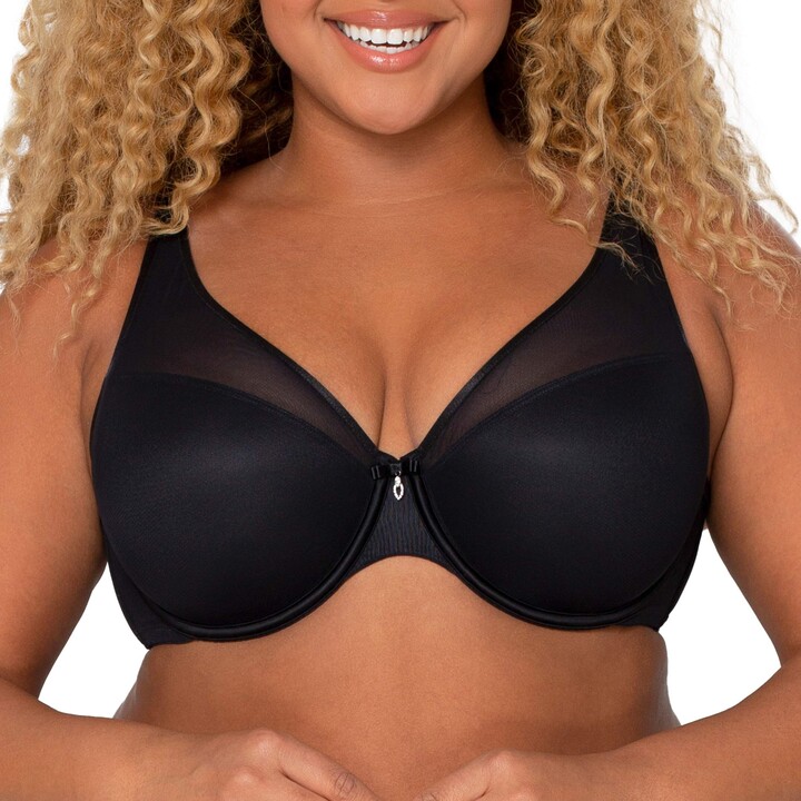 Curvy Couture Women's Plus Size Silky Smooth Micro Unlined Underwire Bra  Sweet Tea 46C