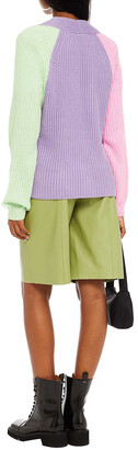 Olivia Rubin Color-block ribbed-knit cardigan