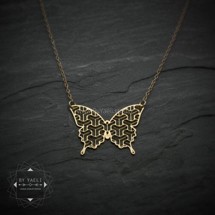 Etsy Butterfly Necklace Gold Geometric Bug Jewelry