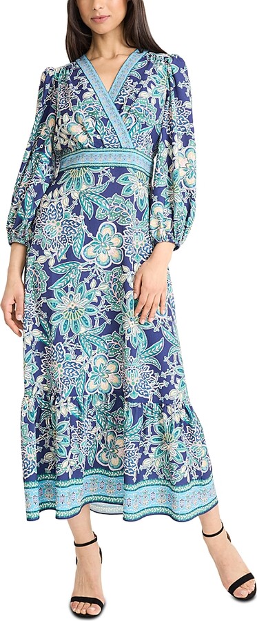 Donna Morgan V Neck Balloon Sleeve Dress