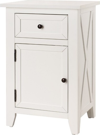 eHemco eHemcoX-SideWoodNightstandSideTableEndTablewith1Drawerand1DoorStorageCabinet,White