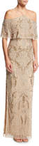 Thumbnail for your product : Aidan Mattox Beaded Off-the-Shoulder Column Gown