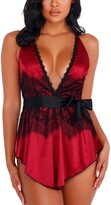 Thumbnail for your product : Roma Confidential Satin & Lace Babydoll Romper