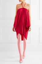 Thumbnail for your product : Balenciaga Convertible Pleated Stretch-satin Halterneck Dress - Red